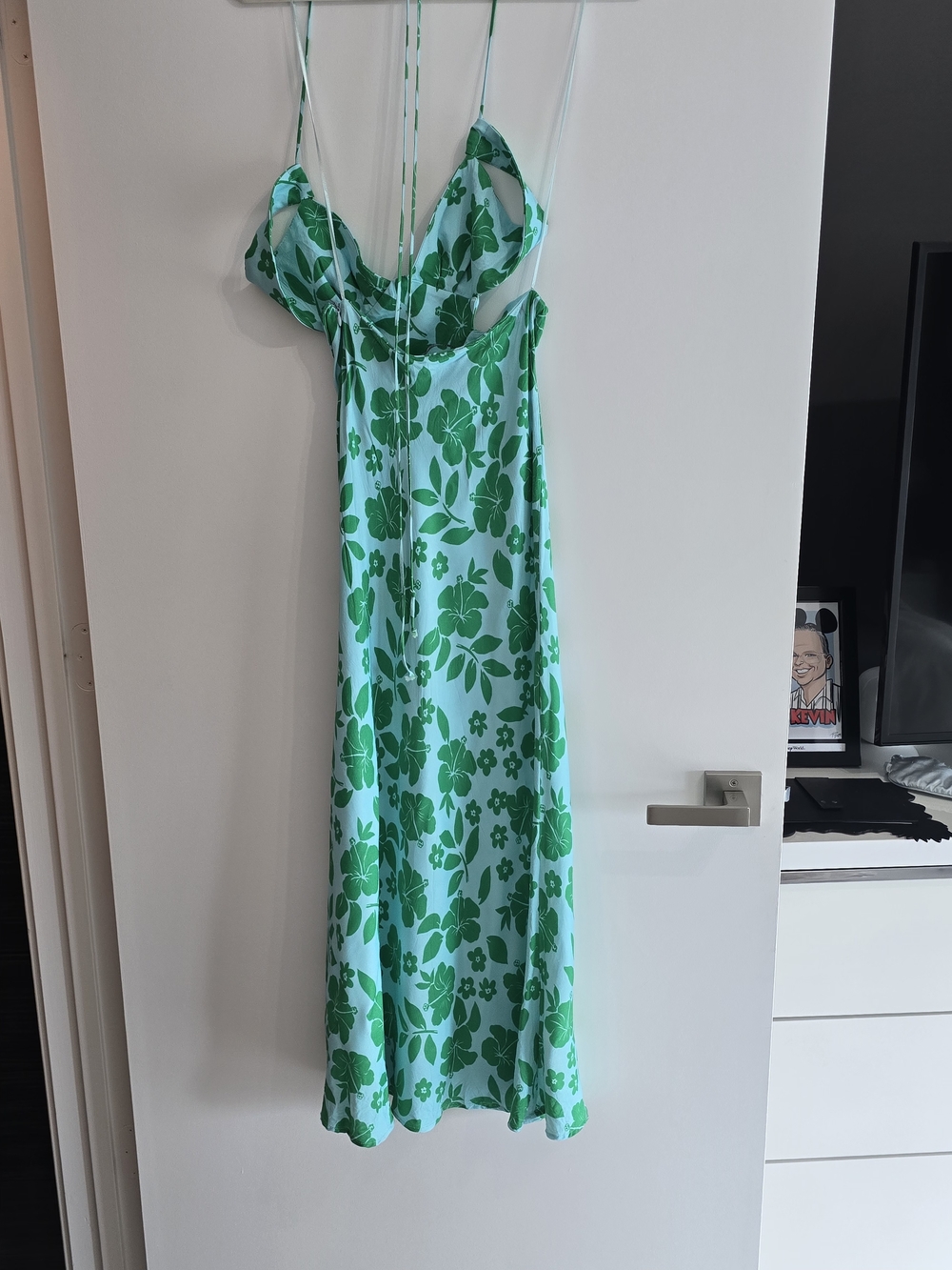 Zara Green Floral Cutout Maxi Dress - Picture 5 of 6